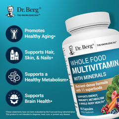 Dr. Berg Multivitamin capsules close-up showing quality blend for daily nutrition.