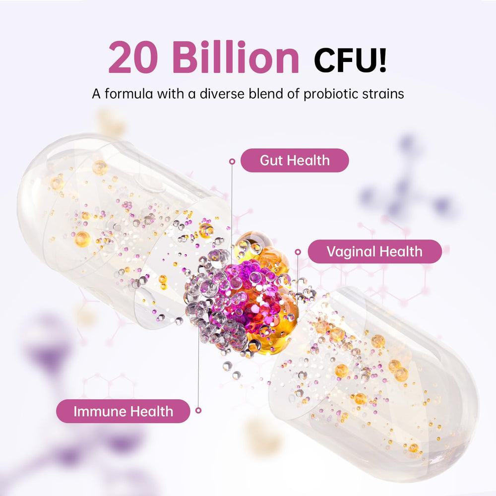 DrBioCare Digestive Health capsules close-up highlighting probiotic strains.