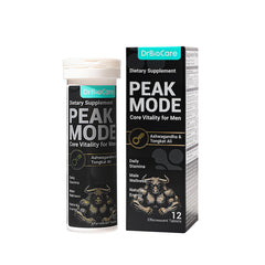 DrBioCare Peak Mode Core Vitality tablet dissolving in water for quick energy