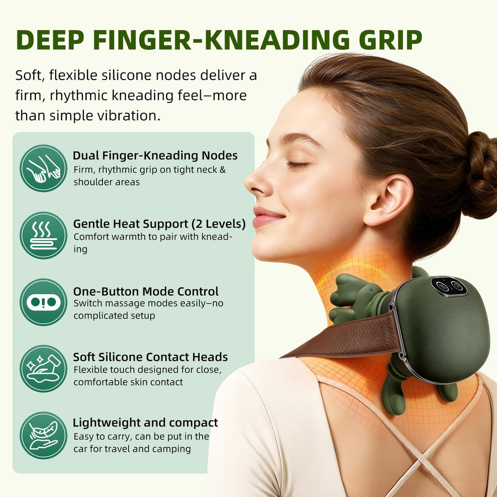 DR.BUNORDLE neck massager performs 4D palm kneading to mimic real hands.