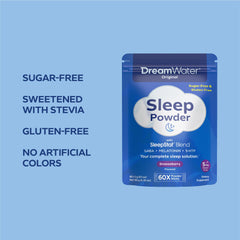 Dream Water Snoozeberry bottle close-up with gluten-free label