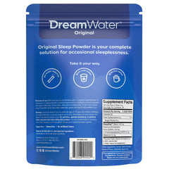 Dream Water Snoozeberry packaging close-up with sugar-free and gluten-free icons