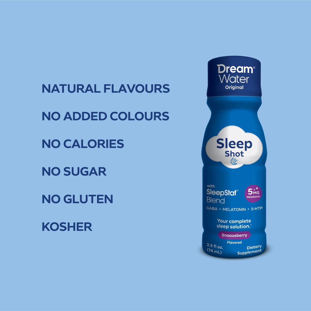 Dream Water Snoozeberry shot liquid formula close-up