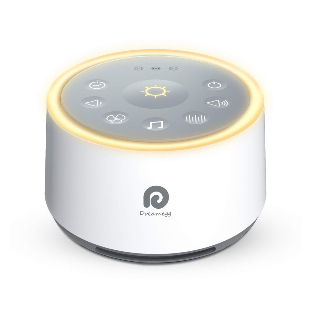 Dreamegg D1 sound machine front view with 24 sounds for personalized sleep routines