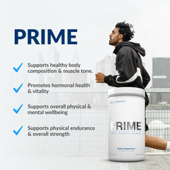 DRINK HRW Prime in gym setting suggesting on-demand endurance for training