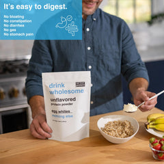 Drink Wholesome egg white protein powder scoop for quick measurement and mixing.