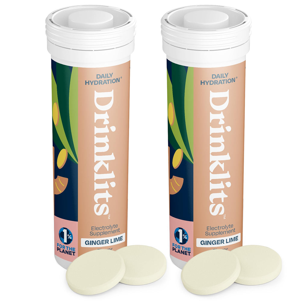 Drinklits Ginger-Lime hydration tablets front view in bundle highlighting flavorful hydration