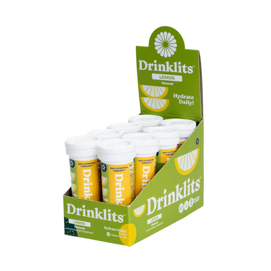 Drinklits Lemon Immune Support tube front view for on-the-go hydration.