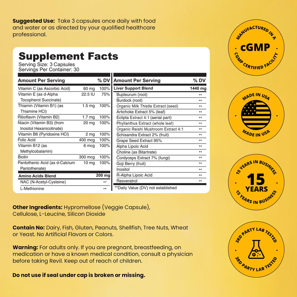 drinkwel Revil serving image shows capsules ready to take for daily health