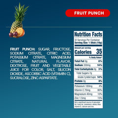 DripDrop Fruit Punch box showing non GMO and vegan labels.