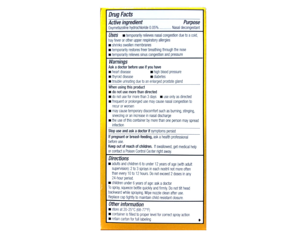 Clear product label with Dristan branding and 12-Hour claim.