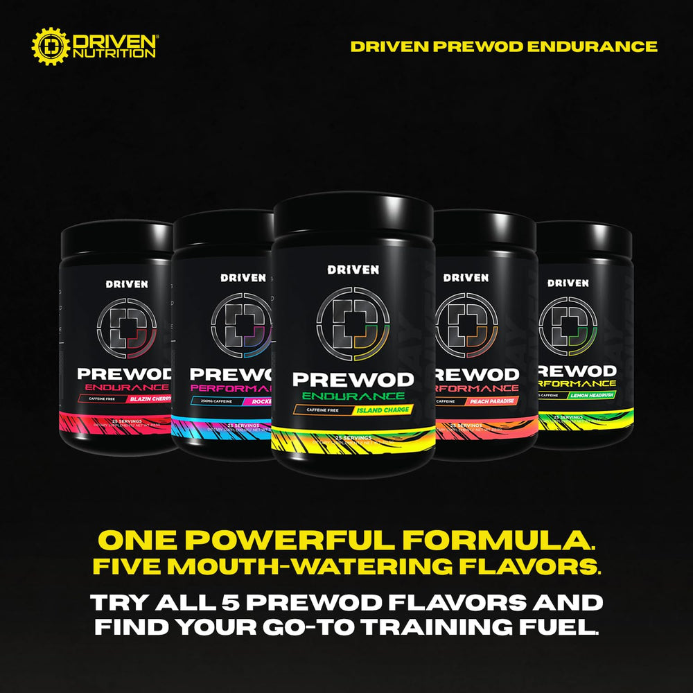Driven PREWOD Island Charge flavor in glass suggesting hydration benefits