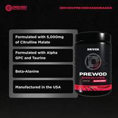 Driven PREWOD caffeine-free scoop dispensing powder for powerful lifts