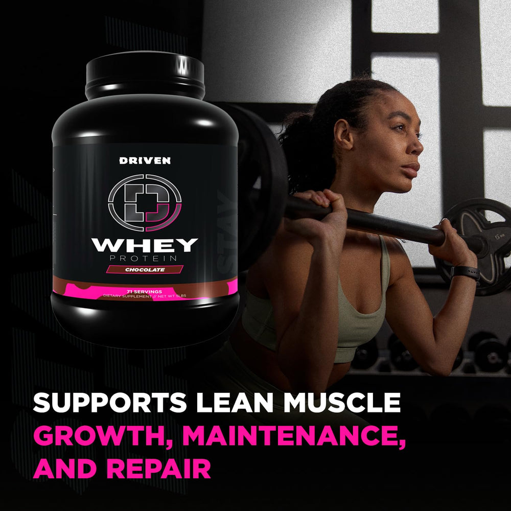 Driven Whey label close-up highlighting digestive enzymes