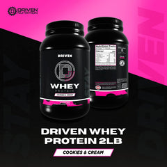 Driven WHEY scoop pouring powder into a shaker for quick mixing.