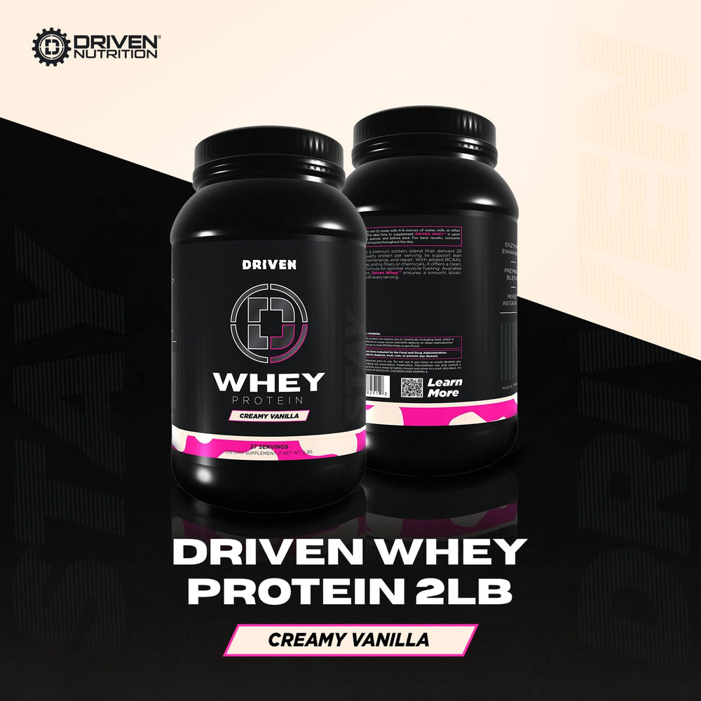 Shaker bottle with Driven WHEY shake, easy mix and quick recovery