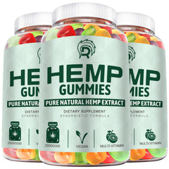 Drloton hemp gummies high potency 3-pack bottle for calm focus and natural energy.