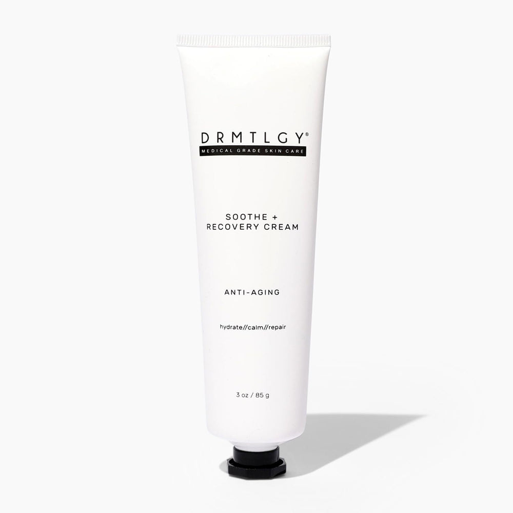 DRMTLGY Soothe and Recovery Cream bottle for daily hydration.