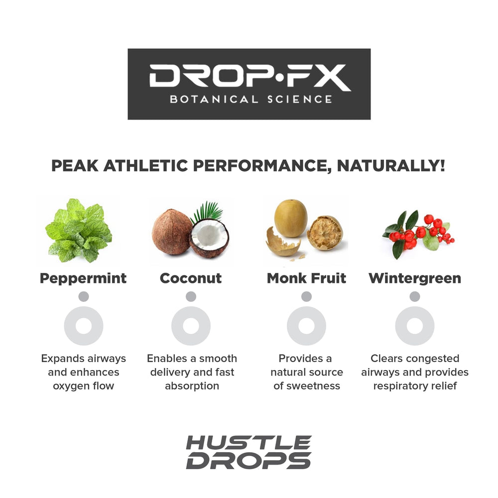 DROP FX Hustle Drops peppermint note provides refreshing aroma and breathing support.