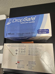 Dropsafe 100-count box of sterile needles ready for daily use.
