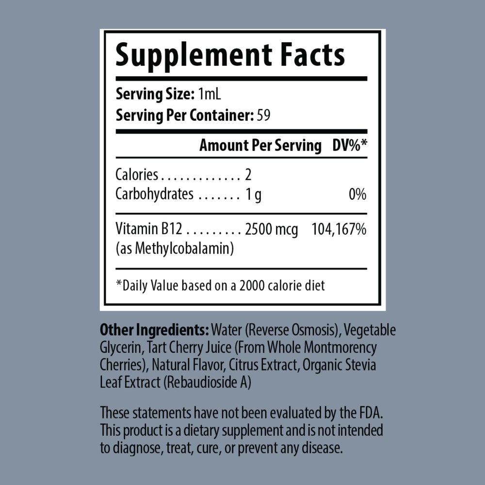 DRP B12 liquid drops under the tongue for fast absorption.