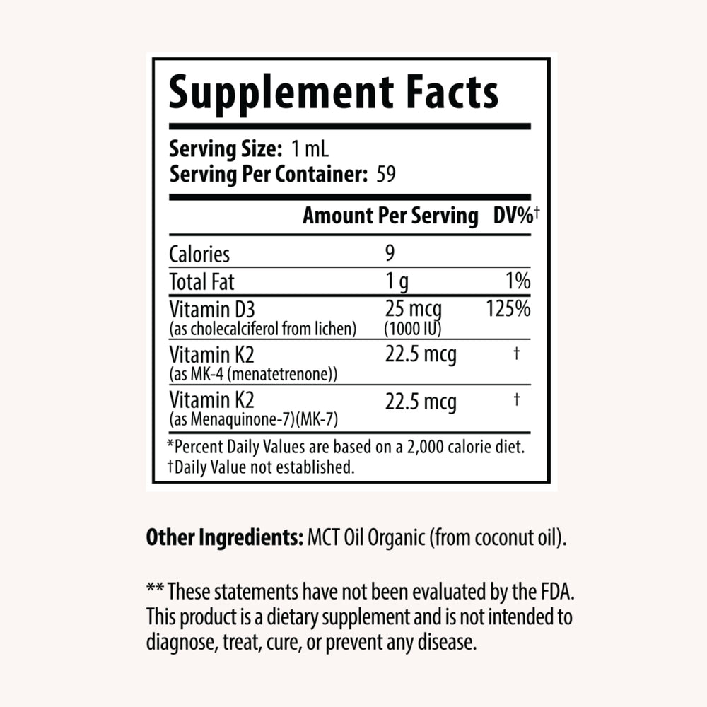 DRP Vitamin D3 + K2 drops dropper ready for precise under-tongue dosing.