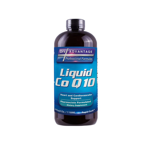 Drs Advantage Liquid CoQ10 bottle ready for daily energy support.