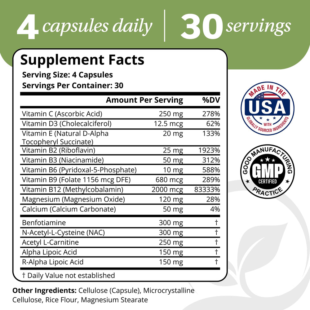 DrVmd Nerve Control label close-up highlighting ingredients.