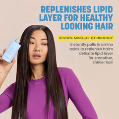 Drybar Liquid Glass rinse on hair delivers radiant shine.