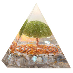Dssmboom crystal pyramid with peridot tree for serene energy and meditation use