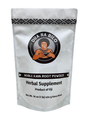Dua Na Bilo noble Fiji kava powder in a scoop, ready to strain.