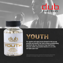 Dub Nutrition Youth capsules arranged for easy daily dosage on a morning routine.