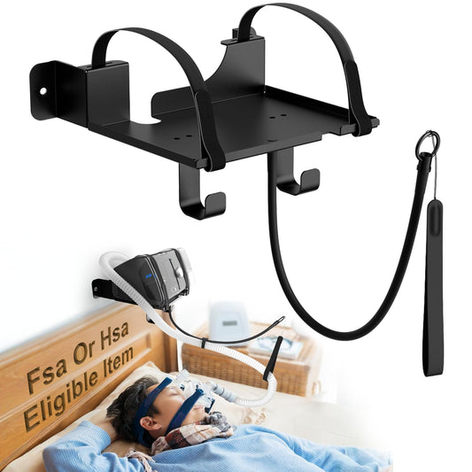 DUDUXI CPAP wall mount with angled hose holder keeps hose organized and accessible.