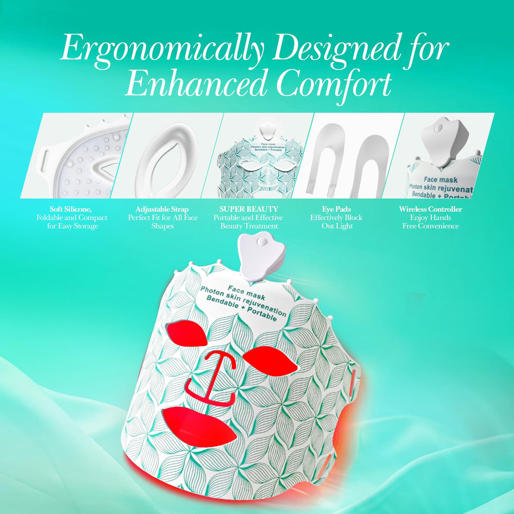 Duevie LED Face Mask 7-modes display highlights red and infrared wavelengths for customization.