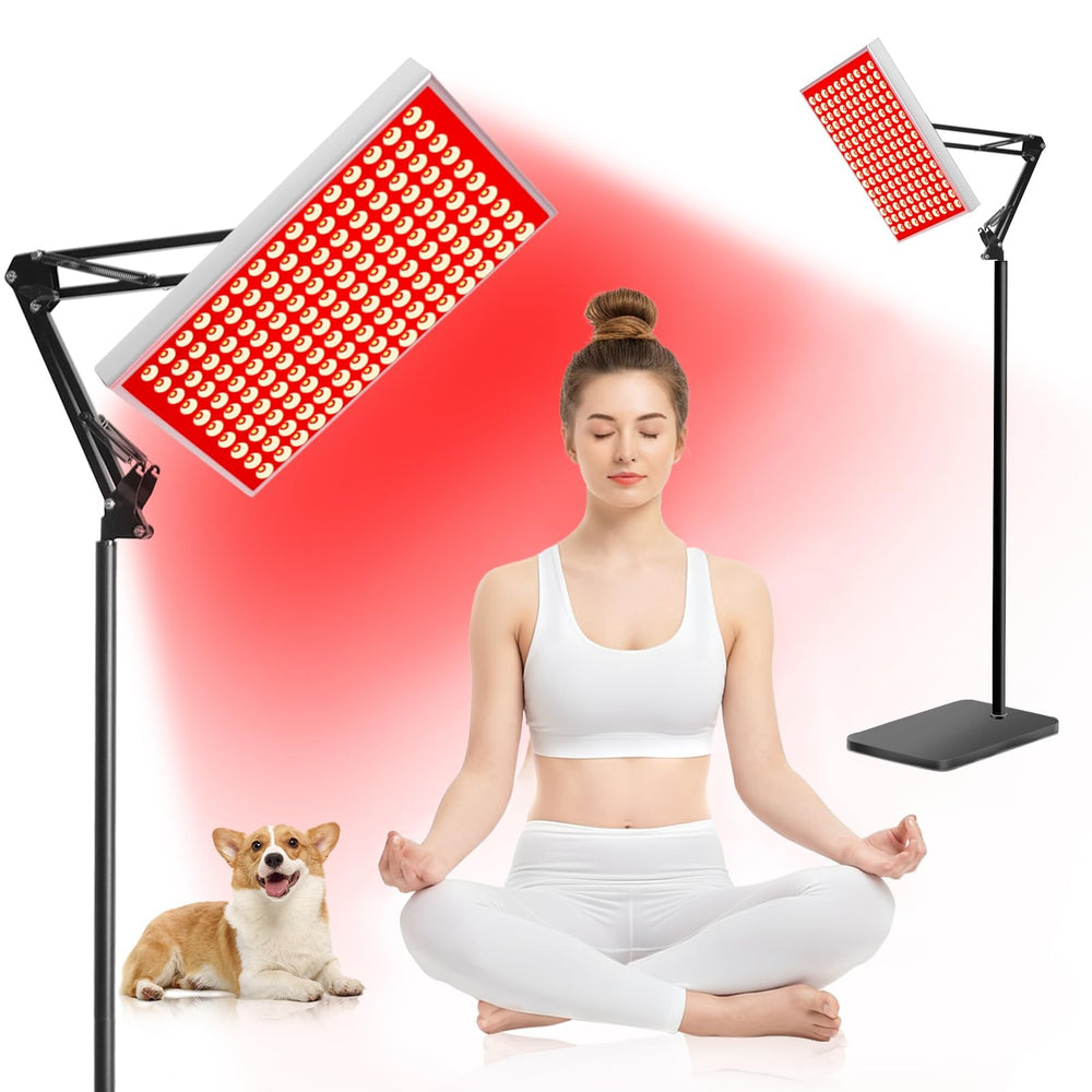 DUGSDG red-light therapy lamp dual-LEDs for facial care and full-body wellness.