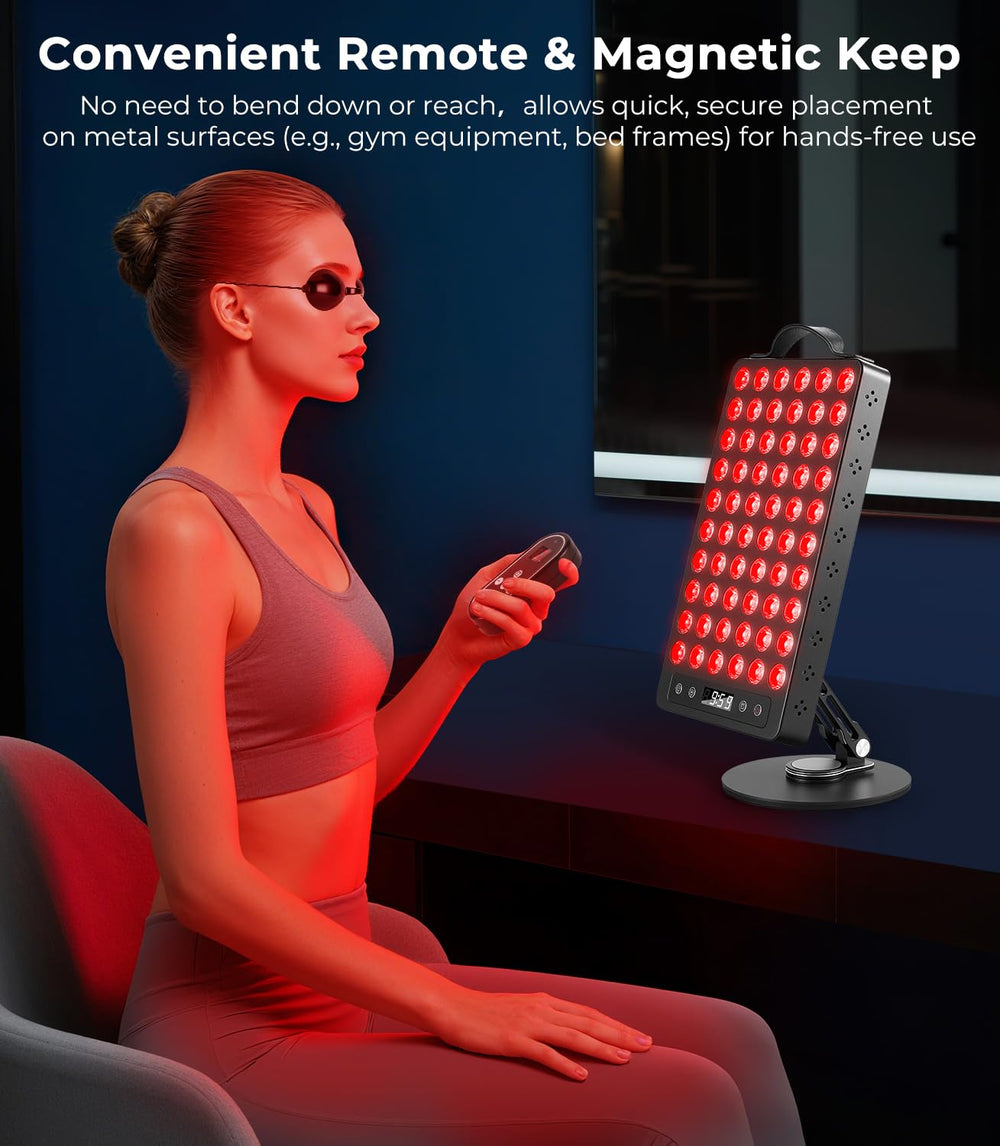 Duiup red-light therapy panel used on the body for full‑body coverage.