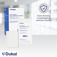 Dukal 224 Oil Emulsion Dressing helps minimize maceration around the wound area
