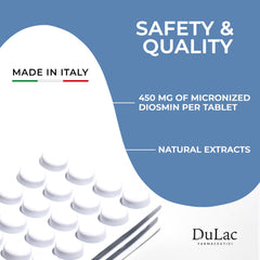 Dulac Diosmin 500 ingredients blend featuring horse chestnut and hesperidin.