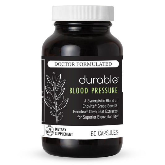 Durable Blood Pressure olive leaf bottle showing plant-based circulation support
