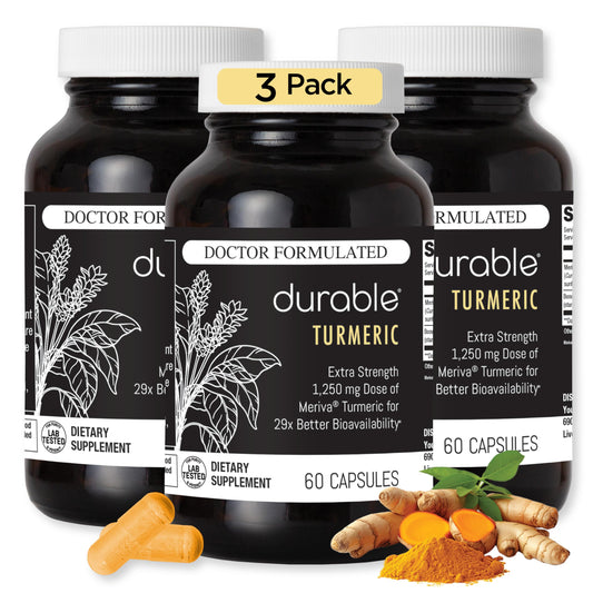 Durable Turmeric Meriva bottle showing high absorption potential for joints