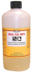 Durvet Oral Cal Mpk 500 mL bottle for pets, convenient calcium support.