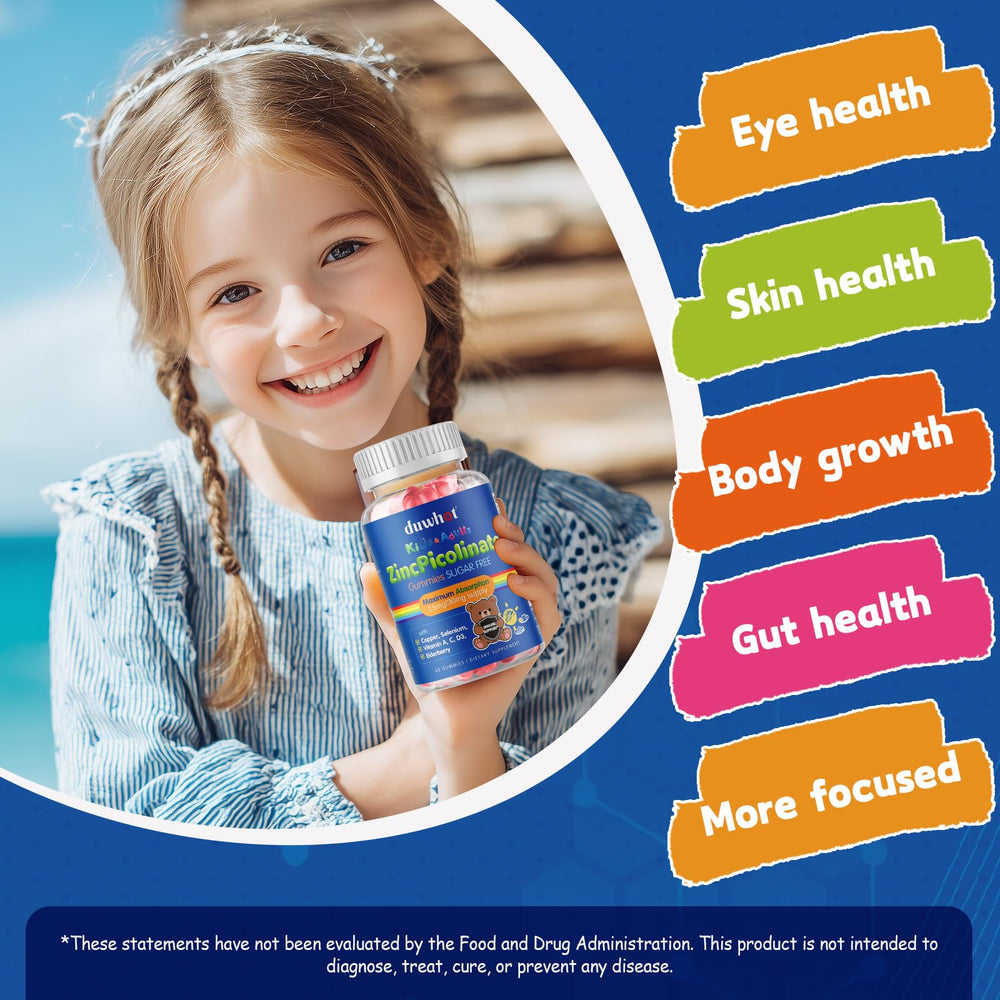 Duwhot growth-friendly nutrition in chewable zinc gummies.