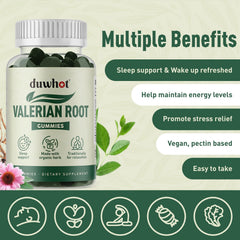 duwhot valerian root gummies ingredients panel informs vegan organic formula