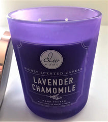 DW Home hand-poured soy blend candle with cotton wick ensures clean burn.