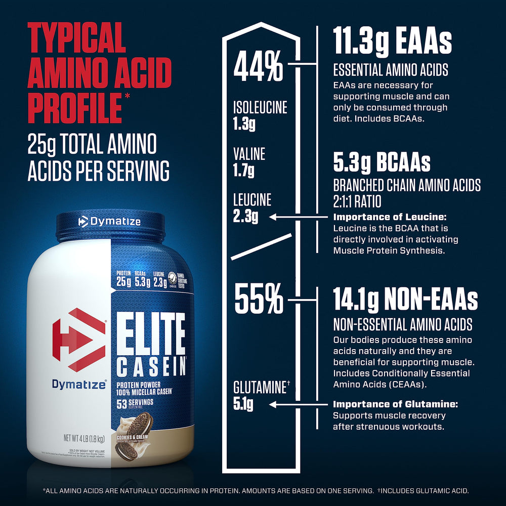Dymatize Elite Casein night-time glass supports sustained protein through sleep.