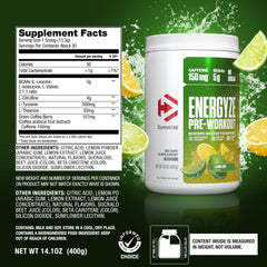 Dymatize Energyze glass with water ready for a refreshing pre-workout mix.