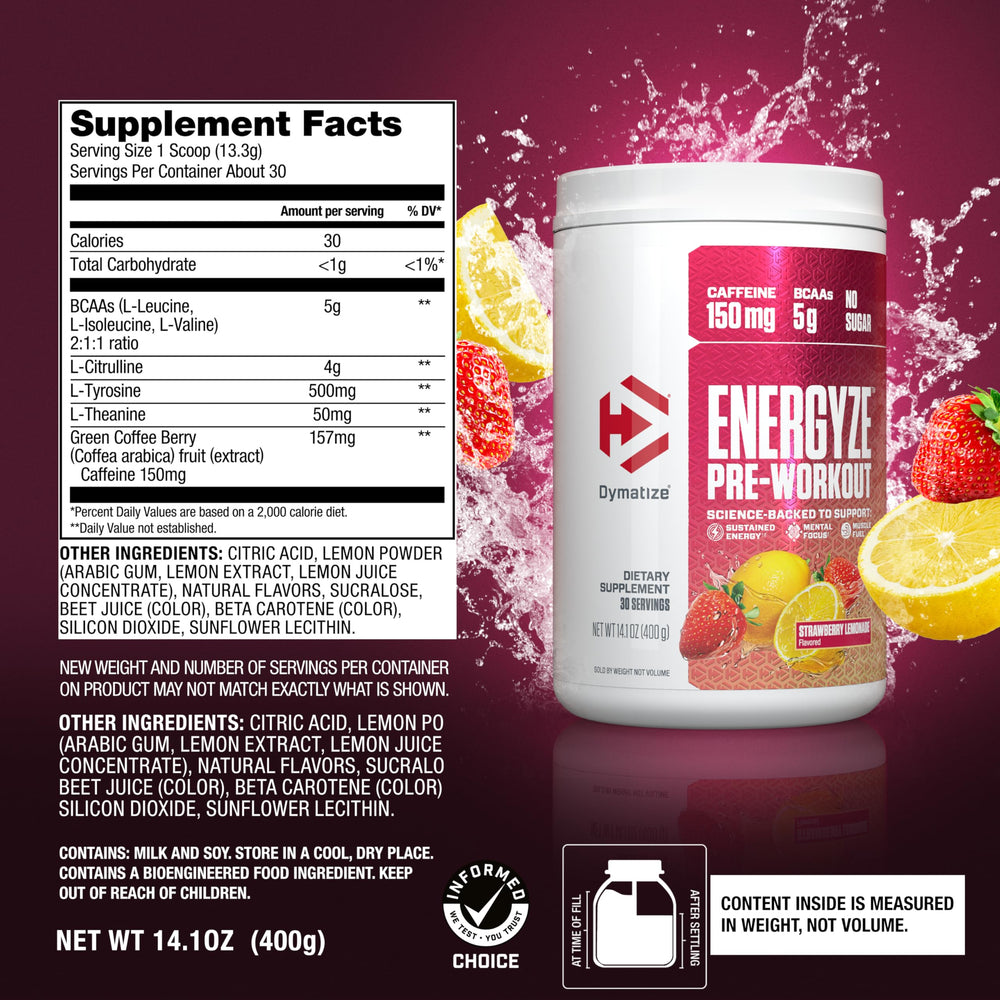 Glass of strawberry lemonade Energyze ready to fuel warm-up