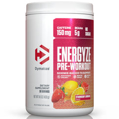 Dymatize Energyze pre-workout strawberry lemonade tub ready for training