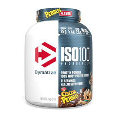 Dymatize ISO100 Pebbles cocoa powder for a creamy protein shake.