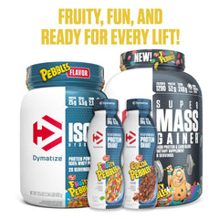 Protein shake being mixed with ISO100 Fruity Pebbles.